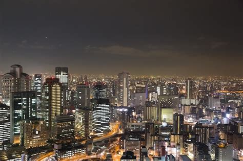 Premium Photo | Osaka skyline by night