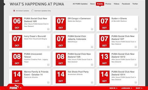 Event Calendar design pattern example at Puma - 41 of 36 | Calendar ...