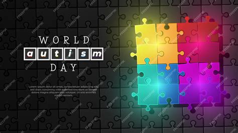 Premium Vector | World Autism Day Colorful Jigsaw Puzzle on The Black Background