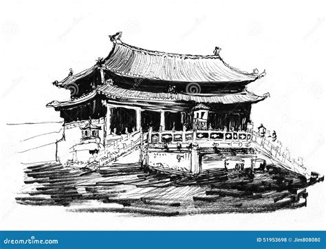 Sketch China Beijing Forbidden City Stock Illustration - Image: 51953698