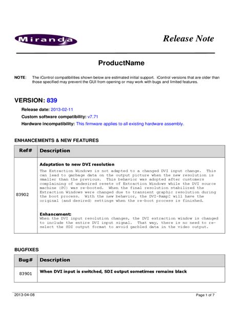 Release Notes Template - 3 Free Templates in PDF, Word, Excel Download