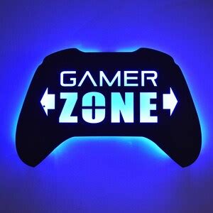 24 LED Gamer Zone Lighted Wall Sign, Gamer Gift, Game Room Light, Video Game Wall Art Lights ...