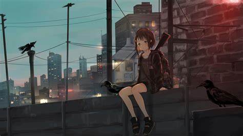 Anime Girl Sitting Alone Roof Sad 4k Wallpaper,HD Anime Wallpapers,4k ...