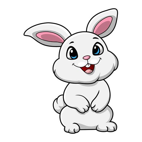 Cute white rabbit cartoon standing 28677365 Vector Art at Vecteezy