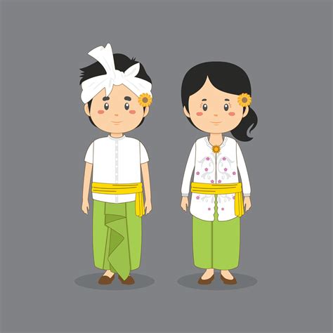 Couple Character Wearing Bali Traditional Dress 1100219 Vector Art at ...