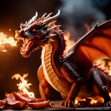 Dragon Cooking Crispy Bacon | Stable Diffusion Online