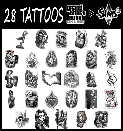 TS3 CC Update - toad-xd: 28 GTA Online Tattoos converted to The...