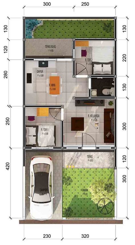 Denah Rumah Type 120 4 Kamar Tidur - Modern Minimalis