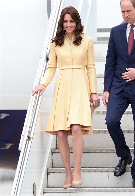 Fashion, Shopping & Style | Kate Middleton Chose a Mellow-Yellow Coat Dress For the Plane Ride ...