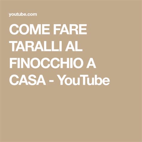 COME FARE TARALLI AL FINOCCHIO A CASA - YouTube | Cookie recipes, The creator, Recipes