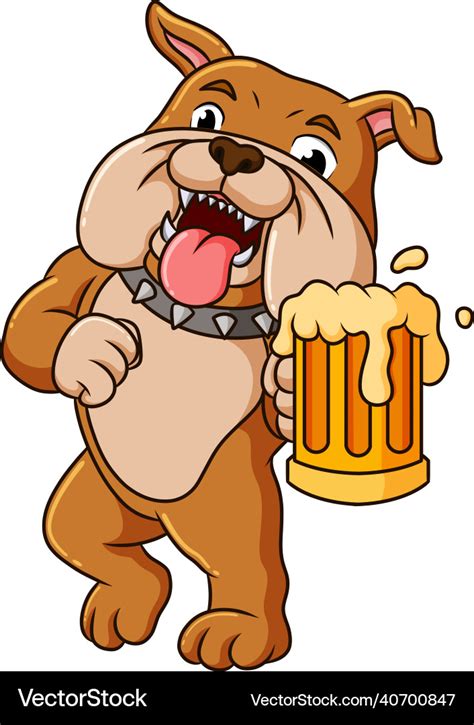 Bulldog is drinking the root beer in the festival Vector Image