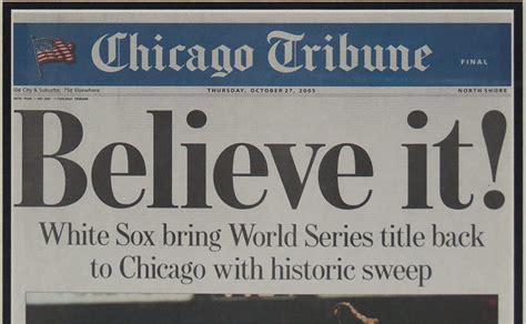 Chicago White Sox 2005 World Series Champions Chicago Tribune - Etsy