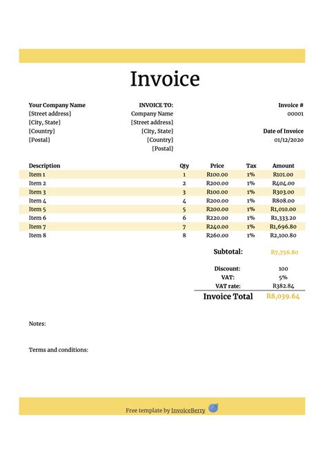 Free Numbers invoice templates - get invoice templates for Mac | InvoiceBerry