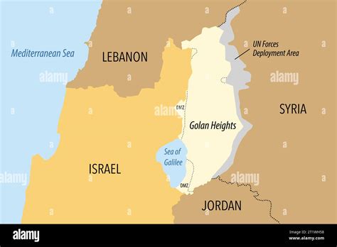 Vector map of the Golan heights and the northern borders of Israel with ...