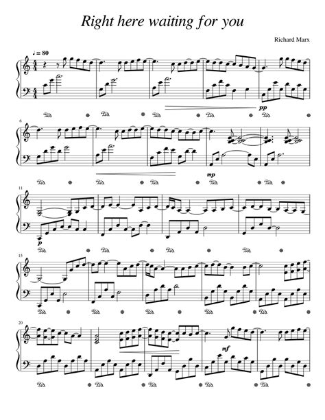 Right here waiting for you Sheet music for Piano (Solo) | Musescore.com