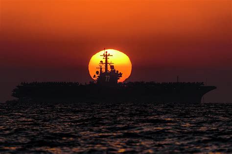 Aircraft Carrier at Sunset Photograph by Alexander Turovsky - Fine Art ...