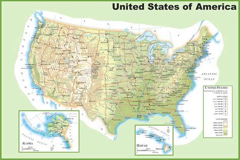 Carte des USA (Etats-Unis) - Cartes du relief, villes, administratives, politiques, états...