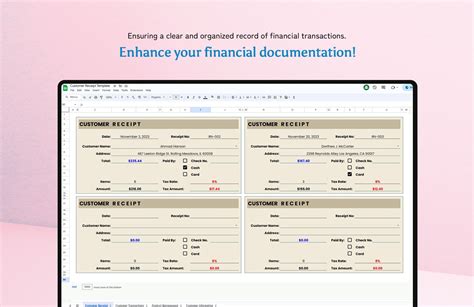 Customer Receipt Template in Excel, Google Sheets - Download | Template.net