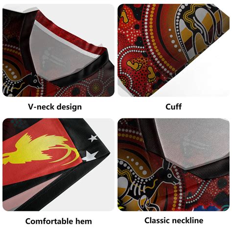 Papua New Guinea And Australia Birds Of Paradise With Aboriginal Rugby Jersey