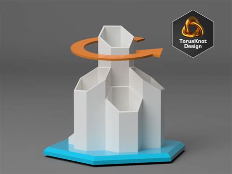 360° Revolving Hexagon Desk Organizer with Tape Dispenser by TorusKnot | Download free STL model ...