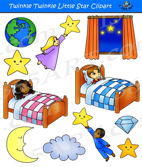 Twinkle Twinkle Little Star Clipart Set - Nursery Rhymes - Clipart 4 School