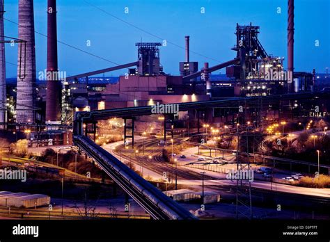 View from the Alsumer Berg hill, ThyssenKrupp Steel plant site Hamborn ...