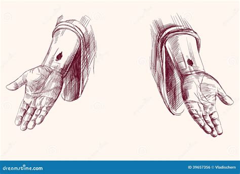 Manos De La Mano De Jesus Christ Dibujadas Ilustración del Vector ...