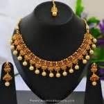 1 Gram Gold Temple Necklace Set - South India Jewels