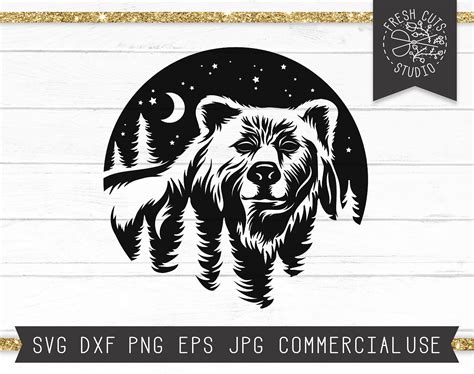 Bear Silhouette, Silhouette Cameo, Mountain Svg, Wood Burning Patterns, Bear Face, Tree Svg ...