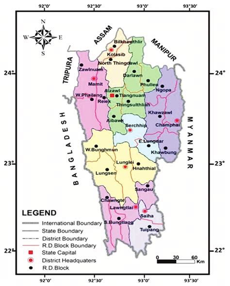 A Map Of India Showing Mizoram State B District Map O - vrogue.co