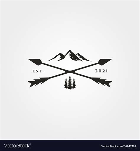 Arrow cross adventure outdoor logo vintage symbol Vector Image