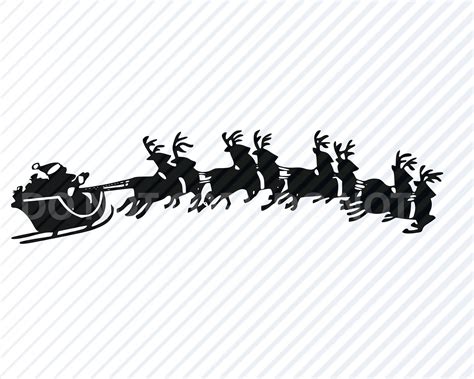 Santas Sleigh Christmas SVG Silhouette Vector Images Clipart | Etsy