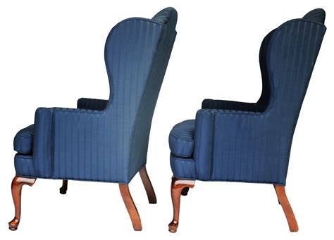 Pair of mahogany and upholstered wing back armchairs - Mary Kay's Furniture