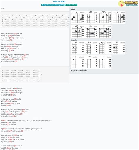 Chord: Better Man - tab, song lyric, sheet, guitar, ukulele | chords.vip