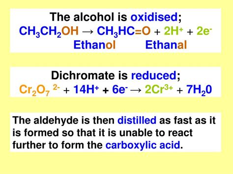 Half Equation For Oxidation Of Ethanol To Ethanoic Acid