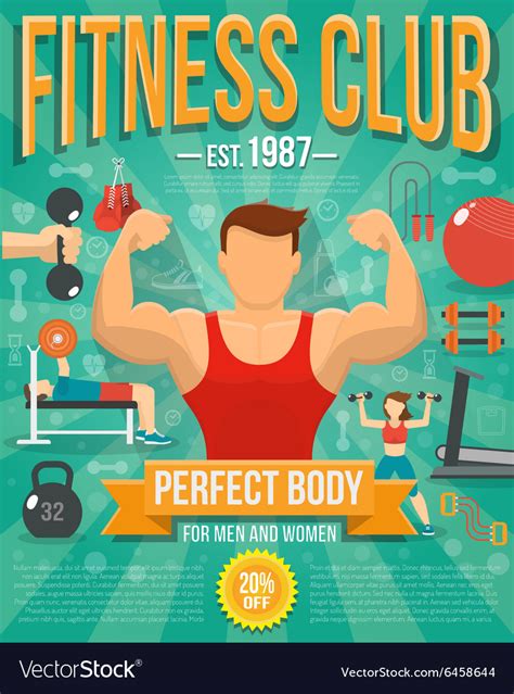 Fitness poster Royalty Free Vector Image - VectorStock