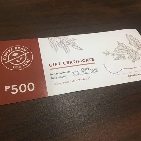 CBTL Coffee Bean P500 Gift Card GC, Tickets & Vouchers, Store Credits on Carousell