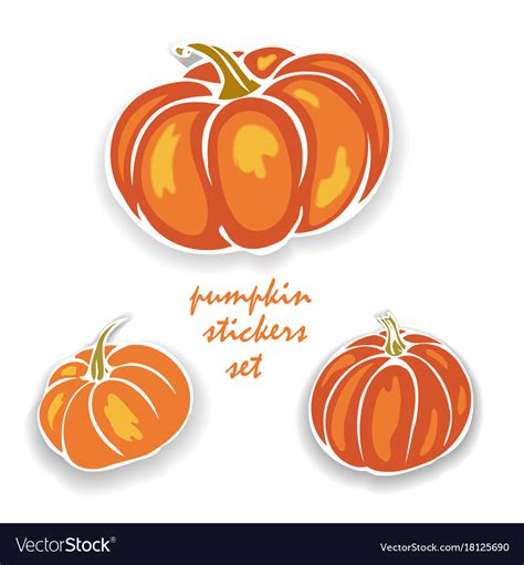 Pumpkin stickers set Royalty Free Vector Image