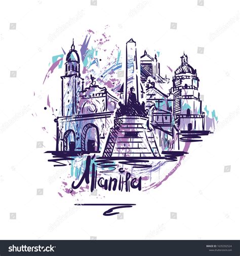 Manila Abstract Color Drawing Manila Sketch Stock Vector (Royalty Free ...