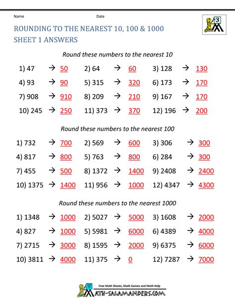 Rounding To Nearest 10 Worksheet Number Line