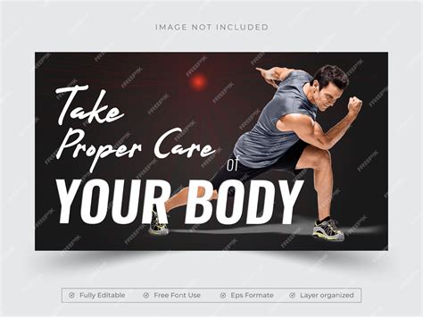 Premium Vector | Simple fitness youtube cover banner template layout