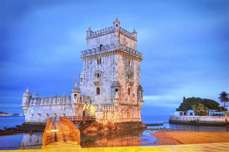 Lisbon, Belem Tower at Sunset, Lisboa - Portugal Stock Image - Image of fortification, torre ...