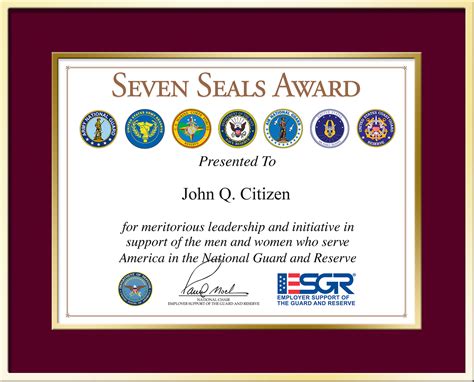 Employer Support of the Guard and Reserve > Employer Awards > Seven Seals Award