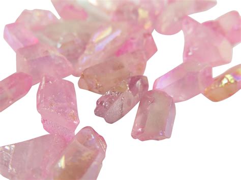 Bubble Gum Pink Aura Coated Rough Quartz Beads | Brooklyn Charm