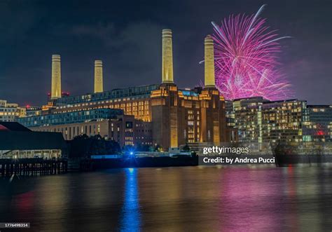 Guy Fawkes Night With Fireworks Battersea Power Station London United ...