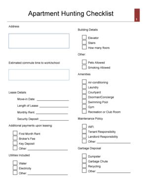 119 Printable New Apartment Checklist Forms and Templates - Fillable Samples in PDF, Word to ...