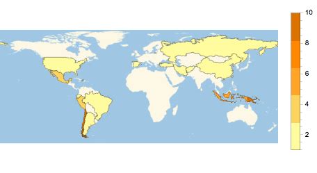 Map Earthquake Frequency by Country: New in Mathematica 10