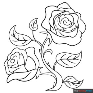 Black and White Rose Coloring Page | Easy Drawing Guides