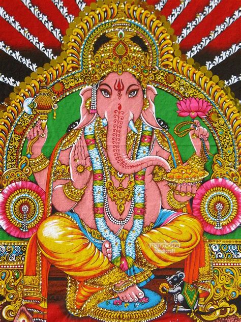 Indian Elephant Art | Indian elephant head hindu religious god deity ganesh ganesha sequin ...