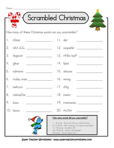 Christmas Unscramble Worksheets For Adults | AlphabetWorksheetsFree.com